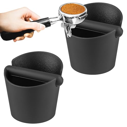 JIEHIN 2 Stück Abklopfbehälter für Siebträger, Kaffeesatz Abschlagbehälter mit Abnehmbarer Klopfstange, Kaffee Knock Box Espresso Abklopfbehälter, Klopfbox für Siebträger Zubehör von JIEHIN