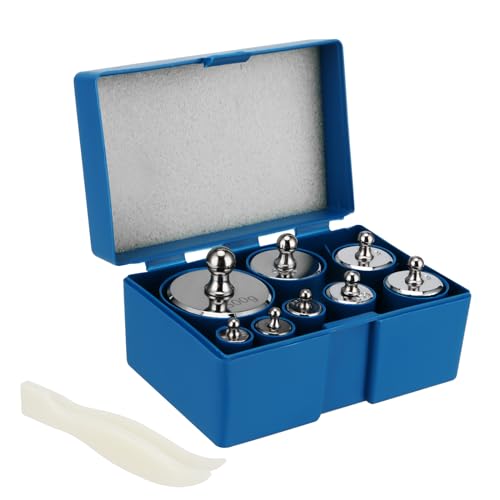 JIEHIN 8er-Set M2 Kalibriergewicht, Kalibrierung Gramm Gewicht Set 10g 20g 50g 100g 200g 500g Kalibrierung Gewicht Set mit Pinzette für Digitalwaage Waage von JIEHIN