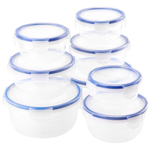 JIEHIN 8er Set runde Frischhaltedosen mit Deckel Plastik, 300ml 600ml 1050ml Frischhaltebox mit Deckel Luftdicht, Meal Prep Boxen Rund, Mikrowellen- und spülmaschinenfest Brotdosen Klein Set von JIEHIN