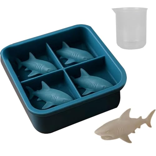 JIELIANWL Silikon Eiswürfelform Haifisch 3D - Einfacher Entformung - Wiederverwendbare Hai Eiswürfel für Cocktails, Kinderpartys & Sommerdrinks - Ideal für Gefrierschrank und Kühlschrank JIELIANWL Silikon Eiswürfelform Haifisch 3D - Einfacher Entformung - Wiederverwendbare Hai Eiswürfel für Cocktails, Kinderpartys & Sommerdrinks - Ideal für Gefrierschrank und Kühlschrank von JIELIANWL
