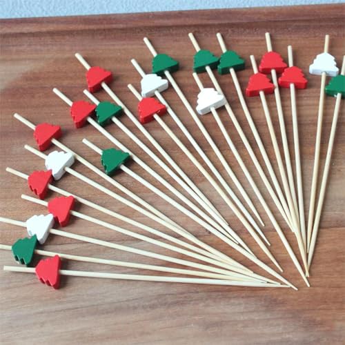 100PCS Christmas Tree Cocktail Picks Toothpicks, Fruit Toothpicks Sandwich Appetizer Cocktail Stick for Christmas Party Appetizer Supplies von JIEOU