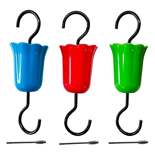 6 Pack Hummingbird and Oriole Feeders Set (3 Large Hooks + 3 Brushes), Flower Hummingbird Nectar Feeders for Outdoor and Indoor von JIEOU