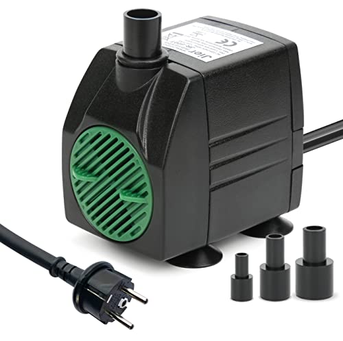 JIERTOP Aquariumpumpe 600 L/H Teichpumpe Ultra leise Geräusche mit 1,83 m Netzkabel Wasserpumpe mit 4 starken Saugnäpfen und 3 Düsen für Springbrunnen Aquarium Hydrokultur Garten Teich Statue JIERTOP Aquariumpumpe 600 L/H Teichpumpe Ultra leise Geräusche mit 1,83 m Netzkabel Wasserpumpe mit 4 starken Saugnäpfen und 3 Düsen für Springbrunnen Aquarium Hydrokultur Garten Teich Statue von JIERTOP