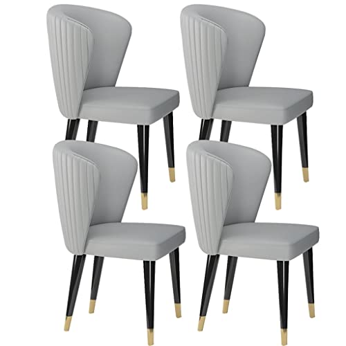 JIESOO 4er Set Esszimmerstühle Moderne Esszimmerstühle aus Mikrofaser-Leder mit Massivholzbeinen, Hellgrau von JIESOO