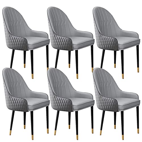 JIESOO 6er Set Esszimmerstühle Küchenstuhl Esszimmerstühle Wohnzimmerstuhl Superfaserleder mit Holzbeinen und Rückenlehne für Küche Esszimmer Schlafzimmer (Dunkelgrau + Hellgrau) von JIESOO
