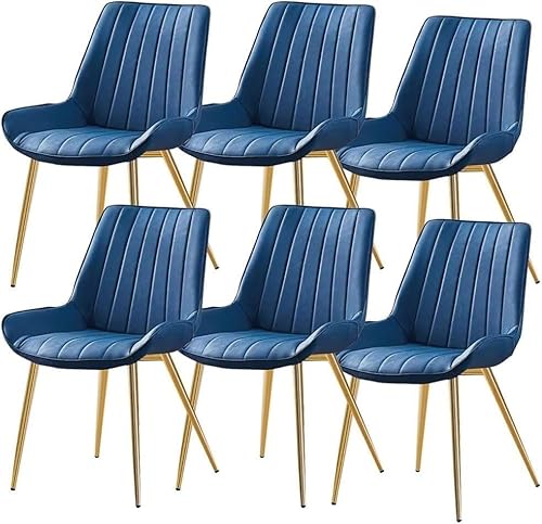 JIESOO 6er-Set Küchen Esszimmerstühle PU-Leder mit Weich Gepolsterter Sitzfläche Und Metallbeinen Moderne Wohnzimmer-Seitenstühle for Büro Lounge, Esszimmer, Küche, Schlafzimmer(Blue) von JIESOO