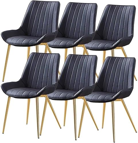 JIESOO 6er-Set Küchen Esszimmerstühle PU-Leder mit Weich Gepolsterter Sitzfläche Und Metallbeinen Moderne Wohnzimmer-Seitenstühle for Büro Lounge, Esszimmer, Küche, Schlafzimmer(Negro) von JIESOO