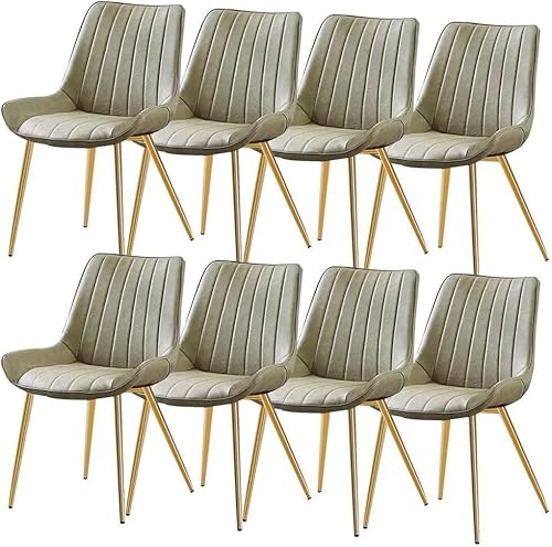JIESOO 8er-Set Küchen Esszimmerstühle Pu-Leder mit Weich Gepolsterter Sitzfläche Und Metallbeinen Moderne Wohnzimmer-Seitenstühle for Büro, Lounge, Esszimmer, Küche(Green) von JIESOO