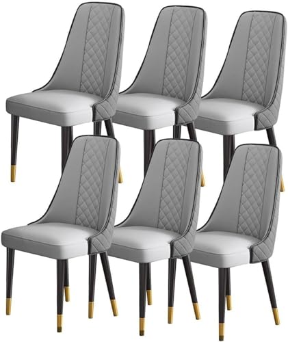 JIESOO Beistellstühle Wohnzimmer 6er-Set Küchen Esszimmerstuhl Moderner Weich Gepolsterter Sitz Nappaleder mit Hoher Rückenlehne, Stabile Metallbeine for Büro, Lounge, Esszimmer, Küche(Light Gray) JIESOO Beistellstühle Wohnzimmer 6er-Set Küchen Esszimmerstuhl Moderner Weich Gepolsterter Sitz Nappaleder mit Hoher Rückenlehne, Stabile Metallbeine for Büro, Lounge, Esszimmer, Küche(Light Gray) von JIESOO
