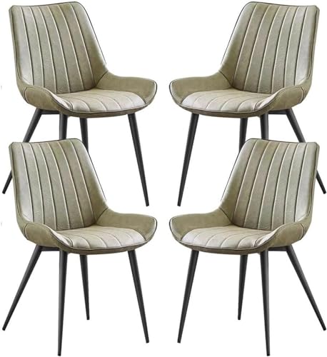 JIESOO Beistellstuhl PU-Leder 4er-Set Küchen Esszimmerstuhl Lounge Thekenstuhl Wohnzimmer Stabile Metallbeine for Büro, Lounge, Esszimmer, Küche(Blue Green,Black Leg) von JIESOO