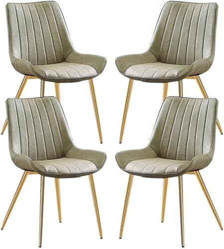 JIESOO Beistellstuhl PU-Leder 4er-Set Küchen Esszimmerstuhl Lounge Thekenstuhl Wohnzimmer Stabile Metallbeine for Büro, Lounge, Esszimmer, Küche(Blue Green,Gold Leg) von JIESOO