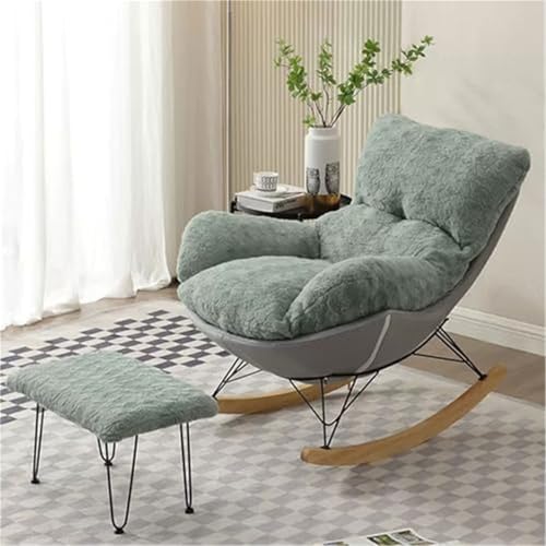 JIESOO Bequemer Sofasessel Schaukelstuhl Fleece Moderner Gepolsterter Loungesessel Mit Dickem Kissen for Entspannten Lesen Nickerchen Machen Akzentmöbel Wohnzimmer(Baby Blue) von JIESOO
