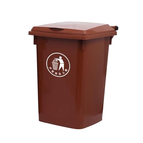 JIESOO Brauner Mülleimer Außenbereich mit Deckel Und Rädern,Großer Haushaltsmülleimer for Restaurants, Büros, Lagerhallen, Zuhause(50L) von JIESOO