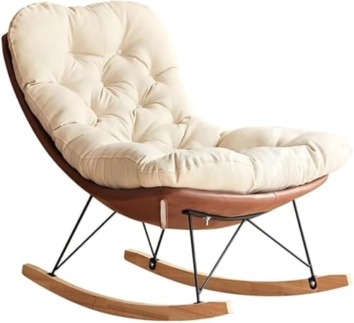 JIESOO Entspannungssessel Balkon Liege-Schaukelstuhl Wohnzimmer Moderner Sessel Weicher Schlafsessel, Lesesessel for Das Wohnzimmer Im Schlafzimmer(Brown) von JIESOO