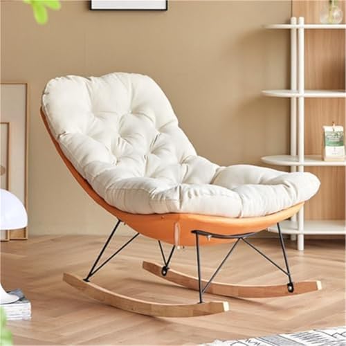 JIESOO Entspannungssessel Balkon Liege-Schaukelstuhl Wohnzimmer Moderner Sessel Weicher Schlafsessel, Lesesessel for Das Wohnzimmer Im Schlafzimmer(Orange) von JIESOO