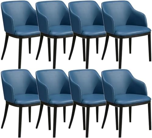 JIESOO Esszimmer Küchensessel-Set mit 8 Stück,Wohnzimmerstühle Mattiertem Leder Metallbeine Eisen Loungesessel Theke Freizeitstuhl for Büro Lounge Esszimmer Küche Schlafzimmer(Blue) von JIESOO
