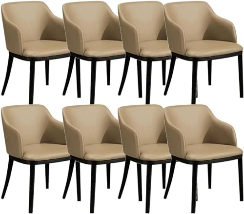 JIESOO Esszimmer Küchensessel-Set mit 8 Stück,Wohnzimmerstühle Mattiertem Leder Metallbeine Eisen Loungesessel Theke Freizeitstuhl for Büro Lounge Esszimmer Küche Schlafzimmer(Khaki) von JIESOO