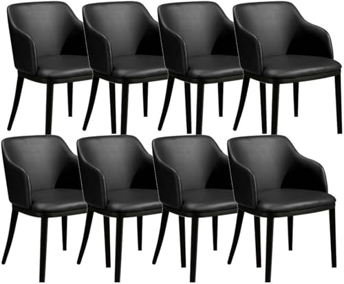 JIESOO Esszimmer Küchensessel-Set mit 8 Stück,Wohnzimmerstühle Mattiertem Leder Metallbeine Eisen Loungesessel Theke Freizeitstuhl for Büro Lounge Esszimmer Küche Schlafzimmer(Negro) von JIESOO