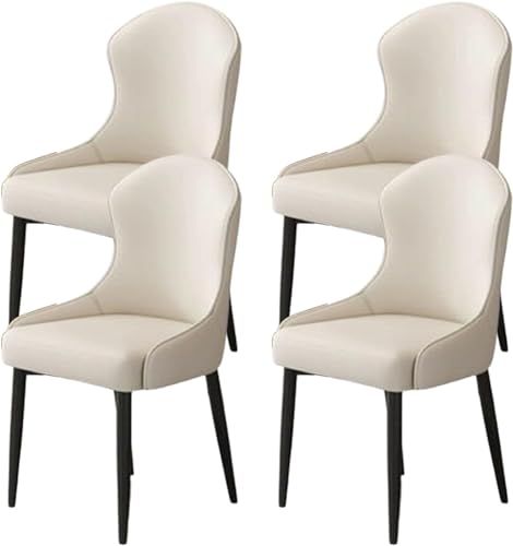 JIESOO Esszimmer Küchenstühle Hause 4er-Set Moderne Wohnzimmerstühle Kunstleder mit Metallbeinen for Esszimmer Küche Wohnzimmer(A,Black Gold Chair Legs) von JIESOO