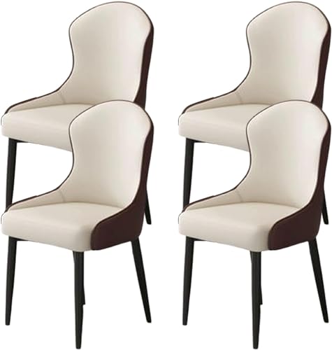 JIESOO Esszimmer Küchenstühle Hause 4er-Set Moderne Wohnzimmerstühle Kunstleder mit Metallbeinen for Esszimmer Küche Wohnzimmer(B,Black Chair Legs) von JIESOO