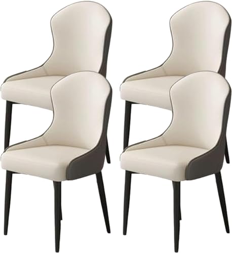 JIESOO Esszimmer Küchenstühle Hause 4er-Set Moderne Wohnzimmerstühle Kunstleder mit Metallbeinen for Esszimmer Küche Wohnzimmer(C,Black Chair Legs) von JIESOO