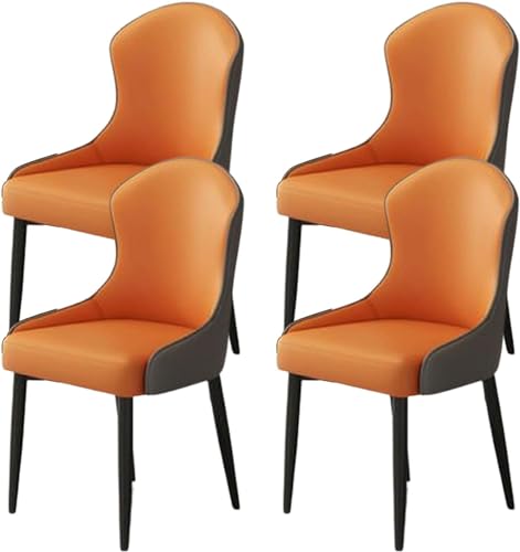 JIESOO Esszimmer Küchenstühle Hause 4er-Set Moderne Wohnzimmerstühle Kunstleder mit Metallbeinen for Esszimmer Küche Wohnzimmer(G,Black Chair Legs) von JIESOO