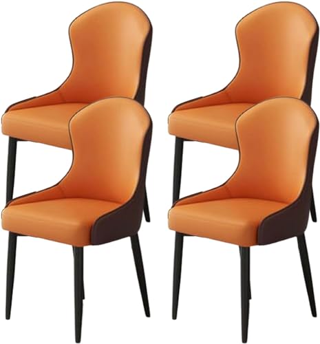JIESOO Esszimmer Küchenstühle Hause 4er-Set Moderne Wohnzimmerstühle Kunstleder mit Metallbeinen for Esszimmer Küche Wohnzimmer(H,Black Chair Legs) von JIESOO