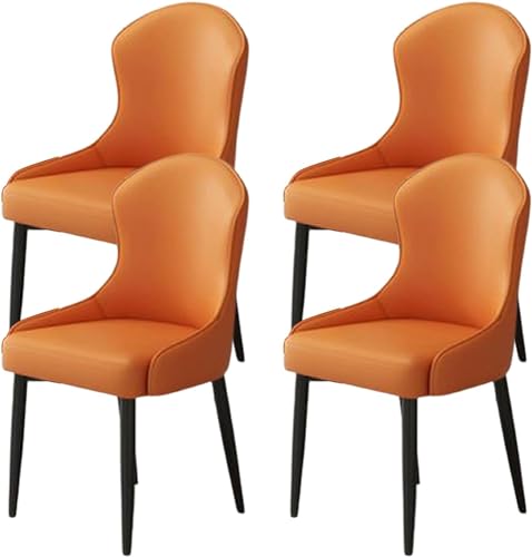 JIESOO Esszimmer Küchenstühle Hause 4er-Set Moderne Wohnzimmerstühle Kunstleder mit Metallbeinen for Esszimmer Küche Wohnzimmer(I,Black Chair Legs) von JIESOO