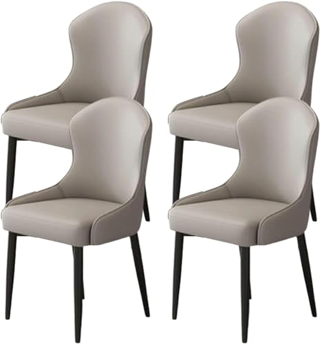 JIESOO Esszimmer Küchenstühle Hause 4er-Set Moderne Wohnzimmerstühle Kunstleder mit Metallbeinen for Esszimmer Küche Wohnzimmer(J,Black Chair Legs) von JIESOO