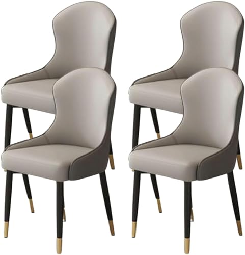 JIESOO Esszimmer Küchenstühle Hause 4er-Set Moderne Wohnzimmerstühle Kunstleder mit Metallbeinen for Esszimmer Küche Wohnzimmer(J,Black Gold Chair Legs) von JIESOO