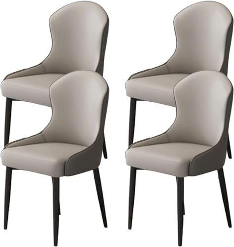 JIESOO Esszimmer Küchenstühle Hause 4er-Set Moderne Wohnzimmerstühle Kunstleder mit Metallbeinen for Esszimmer Küche Wohnzimmer(K,Black Chair Legs) von JIESOO