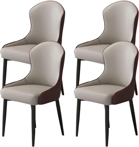 JIESOO Esszimmer Küchenstühle Hause 4er-Set Moderne Wohnzimmerstühle Kunstleder mit Metallbeinen for Esszimmer Küche Wohnzimmer(L,Black Chair Legs) von JIESOO