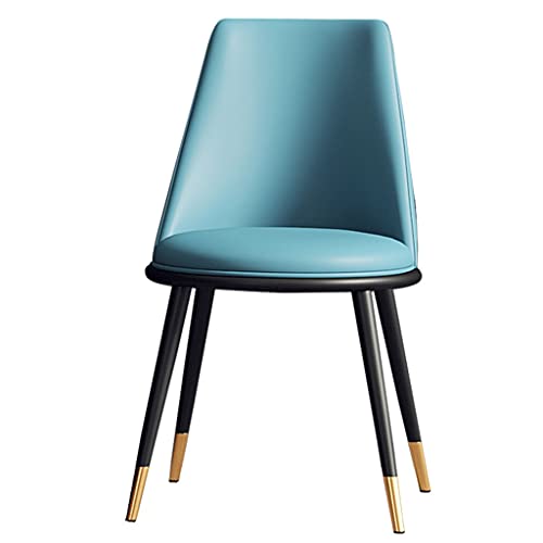 JIESOO Esszimmer-Küchenstühle Wohnzimmer-Beistellstühle Moderne Gepolsterte Akzent-Stühle mit Weichem PU-Leder-Kissensitz Und Metallbeinen(Blue,Black Gold feet) von JIESOO