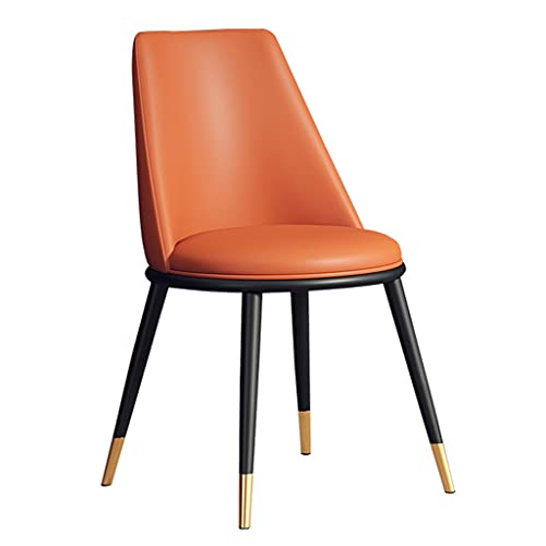 JIESOO Esszimmer-Küchenstühle Wohnzimmer-Beistellstühle Moderne Gepolsterte Akzent-Stühle mit Weichem PU-Leder-Kissensitz Und Metallbeinen(Orange,Black Gold feet) von JIESOO