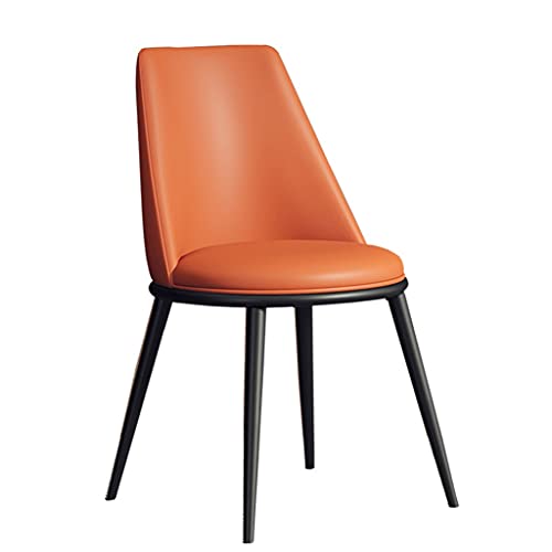 JIESOO Esszimmer-Küchenstühle Wohnzimmer-Beistellstühle Moderne Gepolsterte Akzent-Stühle mit Weichem PU-Leder-Kissensitz Und Metallbeinen(Orange,Black feet) von JIESOO