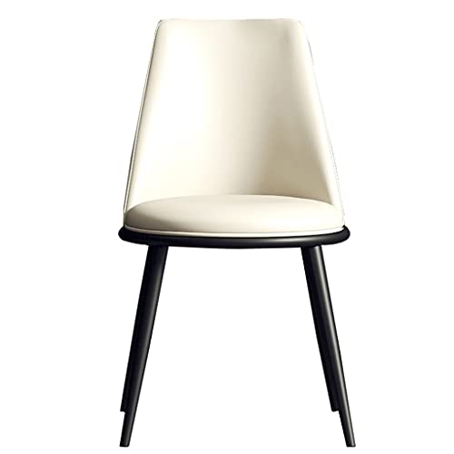 JIESOO Esszimmer-Küchenstühle Wohnzimmer-Beistellstühle Moderne Gepolsterte Akzent-Stühle mit Weichem PU-Leder-Kissensitz Und Metallbeinen(White,Black feet) von JIESOO