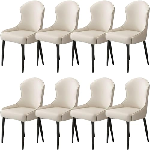 JIESOO Esszimmer Küchenstühle Zuhause 8er-Set Moderne Wohnzimmerstühle Kunstleder Mit Metallbeinen for Esszimmer, Küche, Wohnzimmer(A,Black Chair Legs (8 Pieces)) von JIESOO