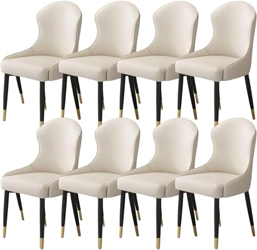 JIESOO Esszimmer Küchenstühle Zuhause 8er-Set Moderne Wohnzimmerstühle Kunstleder Mit Metallbeinen for Esszimmer, Küche, Wohnzimmer(A,Black Gold Chair Legs(8 Pieces)) von JIESOO