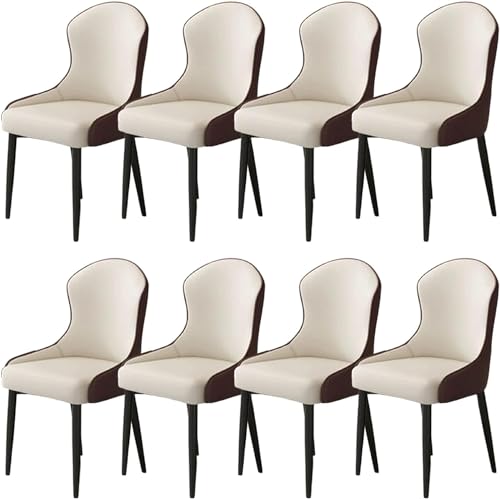 JIESOO Esszimmer Küchenstühle Zuhause 8er-Set Moderne Wohnzimmerstühle Kunstleder Mit Metallbeinen for Esszimmer, Küche, Wohnzimmer(B,Black Chair Legs (8 Pieces)) von JIESOO