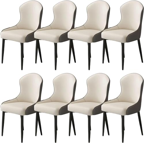 JIESOO Esszimmer Küchenstühle Zuhause 8er-Set Moderne Wohnzimmerstühle Kunstleder Mit Metallbeinen for Esszimmer, Küche, Wohnzimmer(C,Black Chair Legs (8 Pieces)) von JIESOO