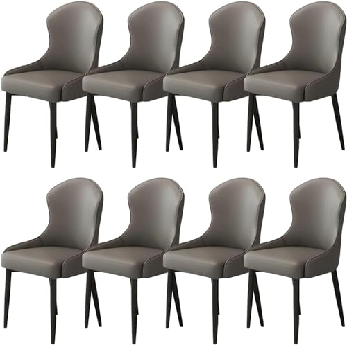 JIESOO Esszimmer Küchenstühle Zuhause 8er-Set Moderne Wohnzimmerstühle Kunstleder Mit Metallbeinen for Esszimmer, Küche, Wohnzimmer(F,Black Chair Legs (8 Pieces)) von JIESOO