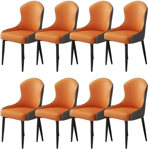 JIESOO Esszimmer Küchenstühle Zuhause 8er-Set Moderne Wohnzimmerstühle Kunstleder Mit Metallbeinen for Esszimmer, Küche, Wohnzimmer(G,Black Chair Legs (8 Pieces)) von JIESOO