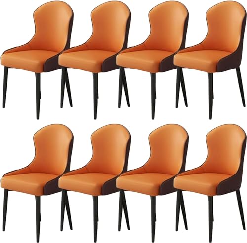JIESOO Esszimmer Küchenstühle Zuhause 8er-Set Moderne Wohnzimmerstühle Kunstleder Mit Metallbeinen for Esszimmer, Küche, Wohnzimmer(H,Black Gold Chair Legs(8 Pieces)) von JIESOO