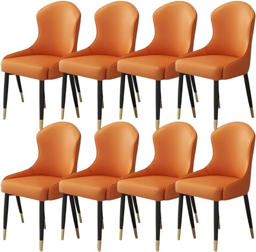 JIESOO Esszimmer Küchenstühle Zuhause 8er-Set Moderne Wohnzimmerstühle Kunstleder Mit Metallbeinen for Esszimmer, Küche, Wohnzimmer(I,Black Gold Chair Legs(8 Pieces)) von JIESOO