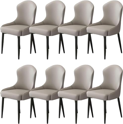 JIESOO Esszimmer Küchenstühle Zuhause 8er-Set Moderne Wohnzimmerstühle Kunstleder Mit Metallbeinen for Esszimmer, Küche, Wohnzimmer(J,Black Chair Legs (8 Pieces)) von JIESOO