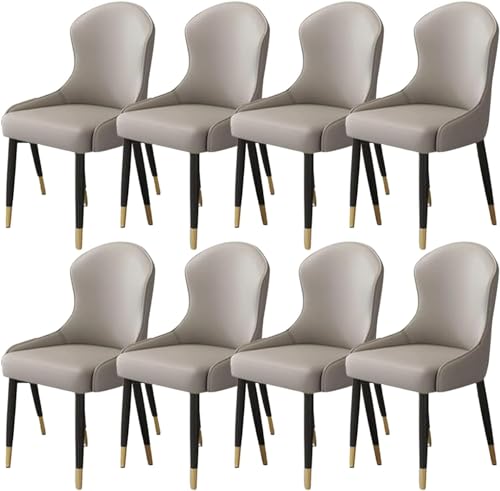 JIESOO Esszimmer Küchenstühle Zuhause 8er-Set Moderne Wohnzimmerstühle Kunstleder Mit Metallbeinen for Esszimmer, Küche, Wohnzimmer(J,Black Gold Chair Legs(8 Pieces)) von JIESOO