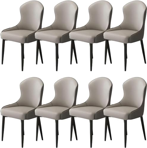 JIESOO Esszimmer Küchenstühle Zuhause 8er-Set Moderne Wohnzimmerstühle Kunstleder Mit Metallbeinen for Esszimmer, Küche, Wohnzimmer(K,Black Chair Legs (8 Pieces)) von JIESOO