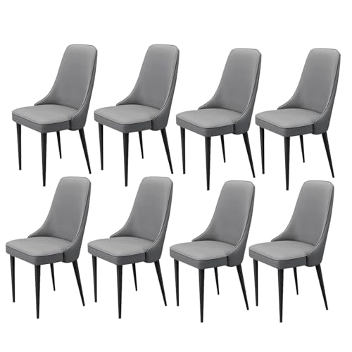 JIESOO Esszimmer Küchenzimmerstühle mit 8 Stück Beistellstühle Wohnzimmer mit Gepolstertem Sitz Aus Weichem Poly-Urethan-Leder Und Metallbeinen Moderne Gepolsterte Esszimmerstühle (Color : Dark Gray von JIESOO