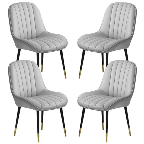 JIESOO Esszimmermöbel, moderne Küchen-Esszimmerstühle, PU-Leder, Schlafzimmer, Büro, Computerstuhl, Balkon, Sofa, Stuhl, 360 ° drehbarer Sitz (hellgrau), 4 Stück von JIESOO