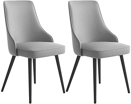 JIESOO Esszimmermöbel Esszimmerstühle 2er Set Küchenstuhl Eisen Skelett Schwarze Füße mit Rückenlehne Gepolsterter Sitz PU Leder Empfangsstühle (D) von JIESOO